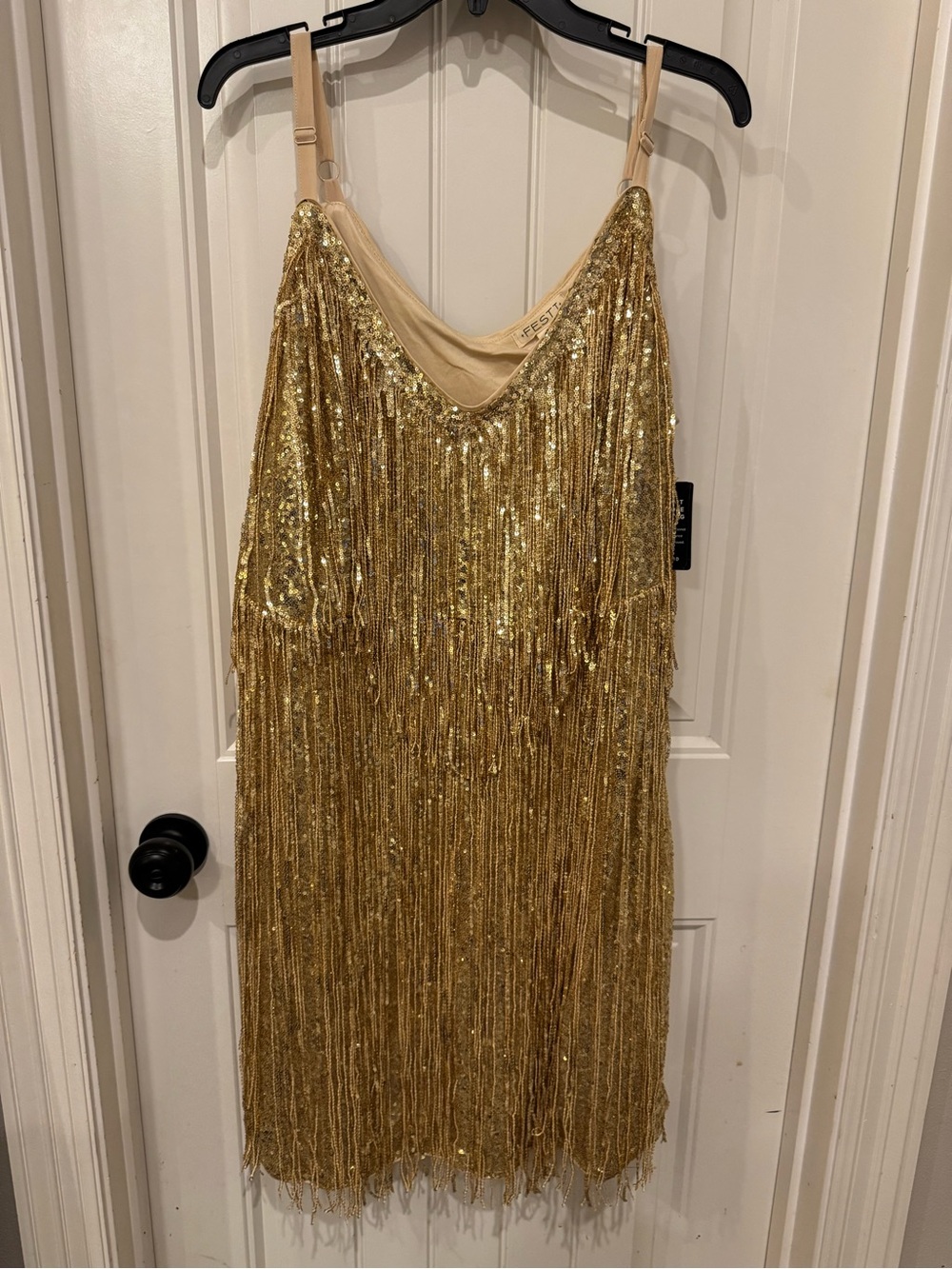 torrid Gold Sequin Fringe Mini Dress